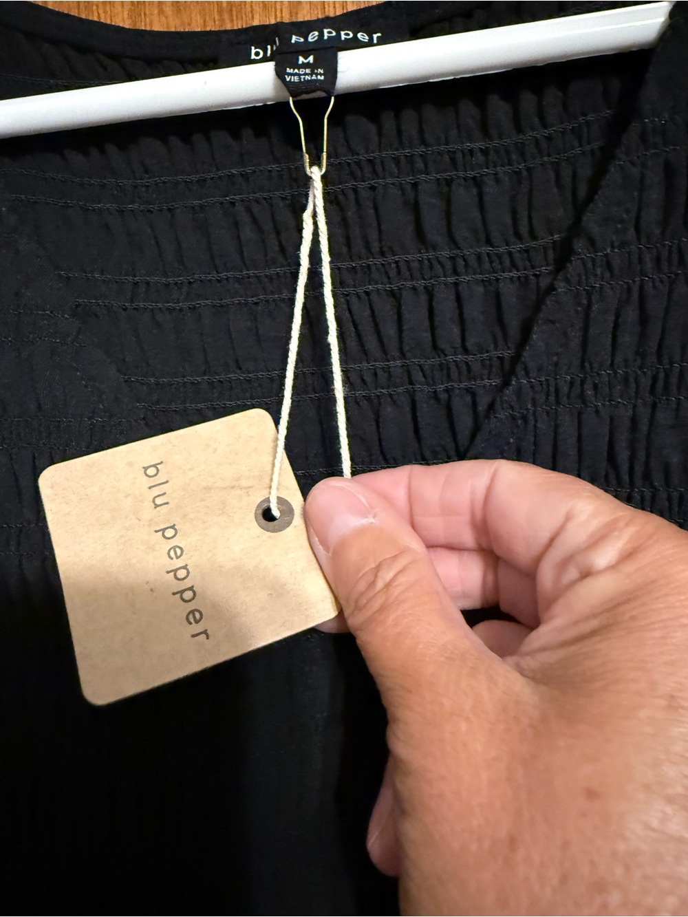 Blu Pepper Black Smocked Dress with Flutter Detail - Picture 2 of 2